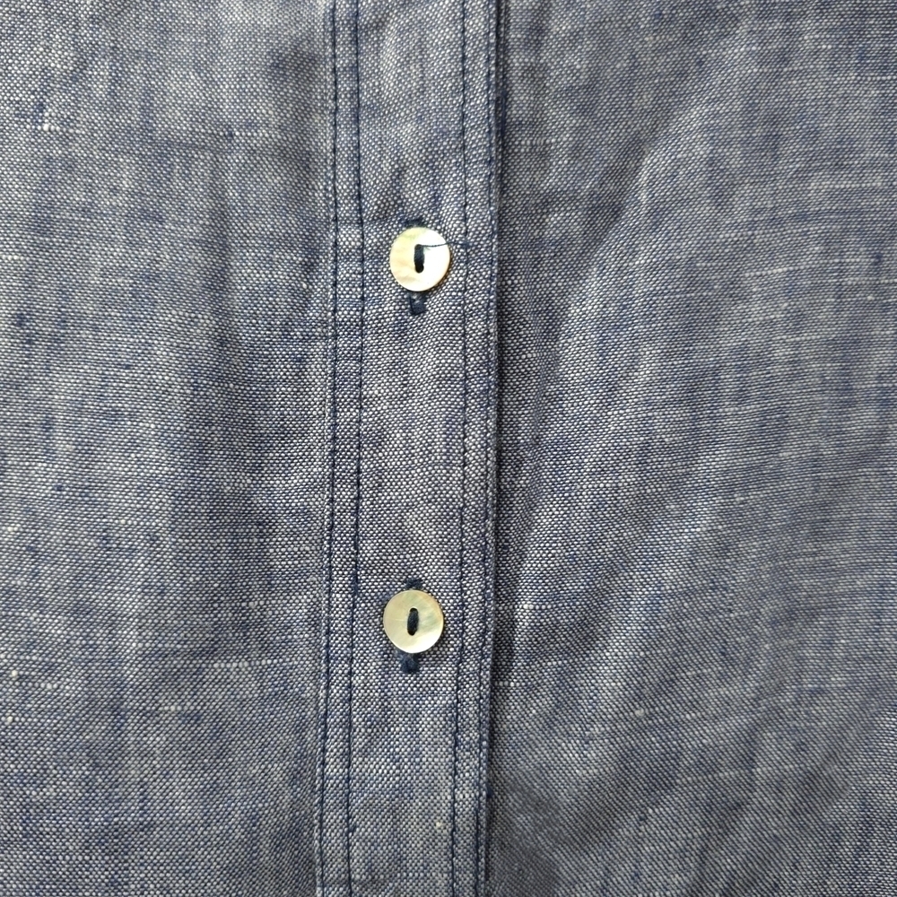 TAHARI 100 LINEN Blue Linen Tunic Dress, Henley 4 Button Placket, Pockets, XS - Picture 5 of 16